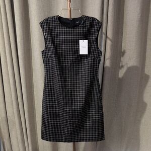 Theory Black and White Grid Mini Dress